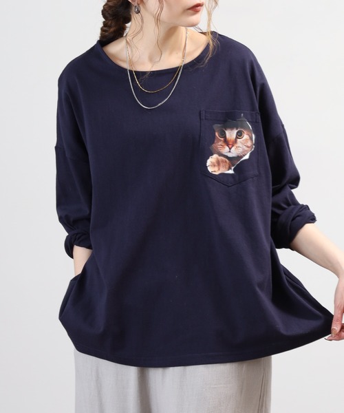 BARNDOOR(バーンドア)の「天竺アニマルポケロンT 26SS(Tシャツ/カットソー・レディース・グレー系1/ホワイト系1/グレー系2/ホワイト系2/ネイビー系1/ネイビー系2・FREE)」の14枚目の写真