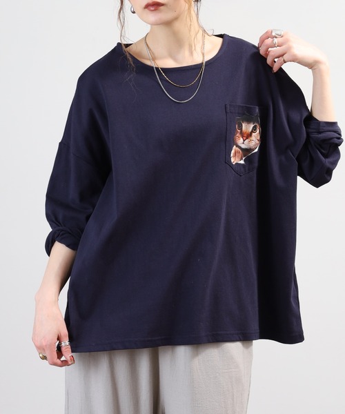 BARNDOOR(バーンドア)の「天竺アニマルポケロンT 26SS(Tシャツ/カットソー・レディース・グレー系1/ホワイト系1/グレー系2/ホワイト系2/ネイビー系1/ネイビー系2・FREE)」の15枚目の写真