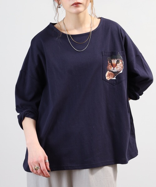 BARNDOOR(バーンドア)の「天竺アニマルポケロンT 26SS(Tシャツ/カットソー・レディース・グレー系1/ホワイト系1/グレー系2/ホワイト系2/ネイビー系1/ネイビー系2・FREE)」の16枚目の写真