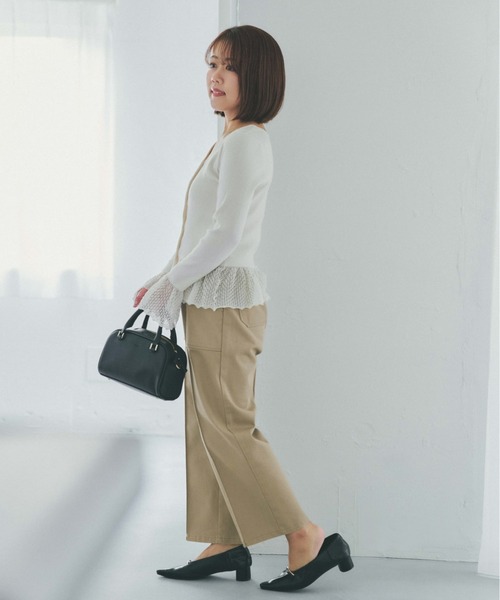 COHINA（コヒナ）の「2wayレースぺプラムトップス 【低身長・小柄女性】（ニット/セーター・レディース・イエロー/ネイビー/ホワイト・ONE SIZE）」の5枚目の写真