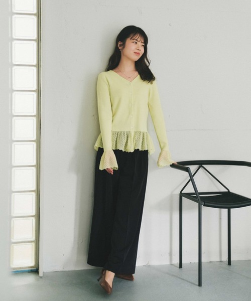 COHINA（コヒナ）の「2wayレースぺプラムトップス 【低身長・小柄女性】（ニット/セーター・レディース・イエロー/ネイビー/ホワイト・ONE SIZE）」の9枚目の写真