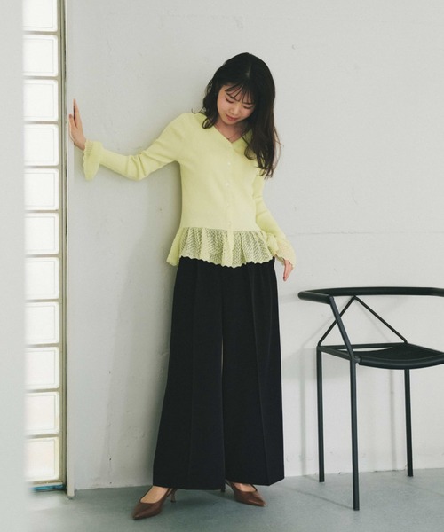 COHINA（コヒナ）の「2wayレースぺプラムトップス 【低身長・小柄女性】（ニット/セーター・レディース・イエロー/ネイビー/ホワイト・ONE SIZE）」の10枚目の写真