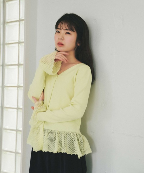 COHINA（コヒナ）の「2wayレースぺプラムトップス 【低身長・小柄女性】（ニット/セーター・レディース・イエロー/ネイビー/ホワイト・ONE SIZE）」の11枚目の写真