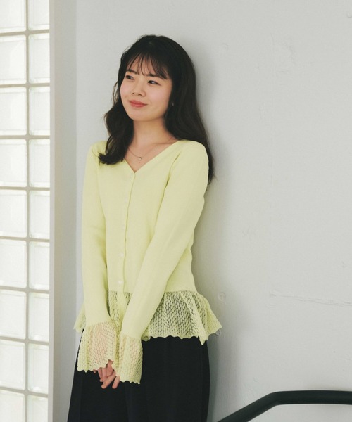 COHINA（コヒナ）の「2wayレースぺプラムトップス 【低身長・小柄女性】（ニット/セーター・レディース・イエロー/ネイビー/ホワイト・ONE SIZE）」の14枚目の写真