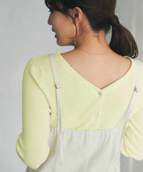 COHINA（コヒナ）の「2wayレースぺプラムトップス 【低身長・小柄女性】（ニット/セーター・レディース・イエロー/ネイビー/ホワイト・ONE SIZE）」の17枚目の写真