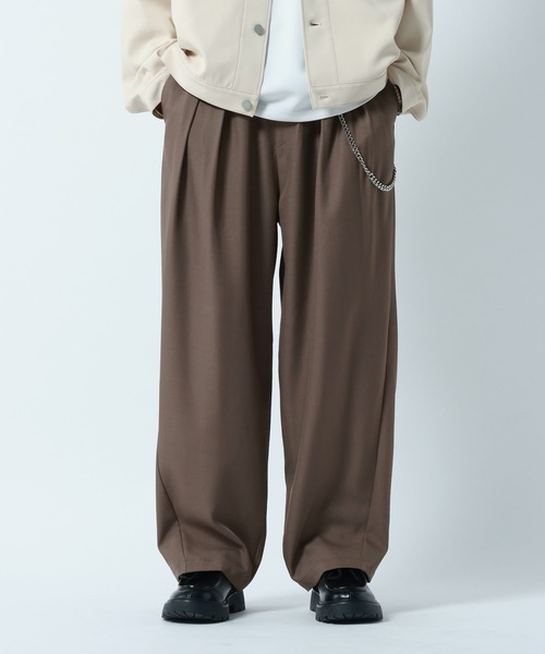 RAGEBLUE（レイジブルー）の「2Tuck Design Cocoon Easy Pants/コクーンイージーパンツ（スラックス・メンズ・キャメル/グレー系その他/ブラック/その他1・MEDIUM/LARGE）」の3枚目の写真