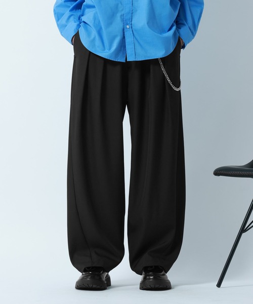 RAGEBLUE（レイジブルー）の「2Tuck Design Cocoon Easy Pants/コクーンイージーパンツ（スラックス・メンズ・キャメル/グレー系その他/ブラック/その他1・MEDIUM/LARGE）」の2枚目の写真