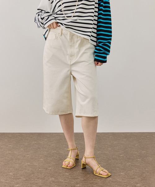 NEEDBY heritage(ニードバイヘリテージ)の「【NEEDBY for ADAM ET ROPE'】別注 RILLEY(デニムパンツ・レディース・ブラック/オフホワイト・2/1)」の1枚目の写真