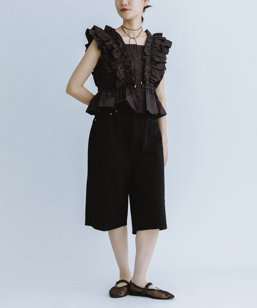 NEEDBY heritage(ニードバイヘリテージ)の「【NEEDBY for ADAM ET ROPE'】別注 RILLEY(デニムパンツ・レディース・ブラック/オフホワイト・2/1)」の4枚目の写真