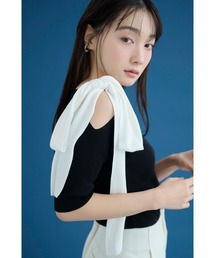 SNIDEL | リボンショルダーニットプルオーバー(ニット/セーター)