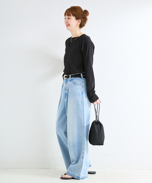 B.C STOCK(ベーセーストック)の「《2枚セット》ウォッシャブル / タンクセットロンTEE(Tシャツ/カットソー・レディース・チャコールグレー/ブラック・FREE)」の4枚目の写真