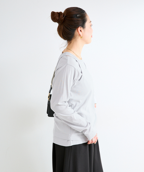 B.C STOCK(ベーセーストック)の「《2枚セット》ウォッシャブル / タンクセットロンTEE(Tシャツ/カットソー・レディース・チャコールグレー/ブラック・FREE)」の14枚目の写真