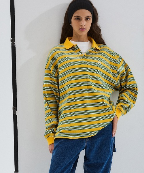 PARROTT CANVAS(パロットキャンバス)の「PCM Multi Border Polo Shirts(ポロシャツ・レディース・ベージュ・FREE)」の2枚目の写真