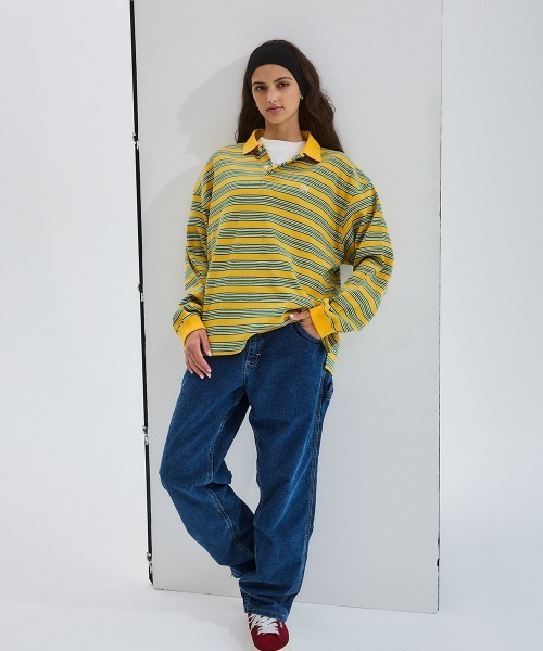 PARROTT CANVAS(パロットキャンバス)の「PCM Multi Border Polo Shirts(ポロシャツ・レディース・ベージュ・FREE)」の3枚目の写真