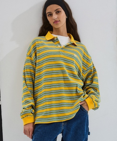 PARROTT CANVAS(パロットキャンバス)の「PCM Multi Border Polo Shirts(ポロシャツ・レディース・ベージュ・FREE)」の5枚目の写真