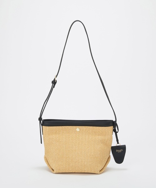 【Breath TOPKAPI】サングラスホルダー付き レザーコンビ カゴ ショルダーバッグ