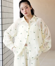 【新品】Cest la Vie セラビ★オーバーブラウス サイズ11 白×緑系 シアー感♪花柄 z14878 C'EST LA VIE - 【新品】Cest la Vie セラビ☆オーバーブラウス サイズ