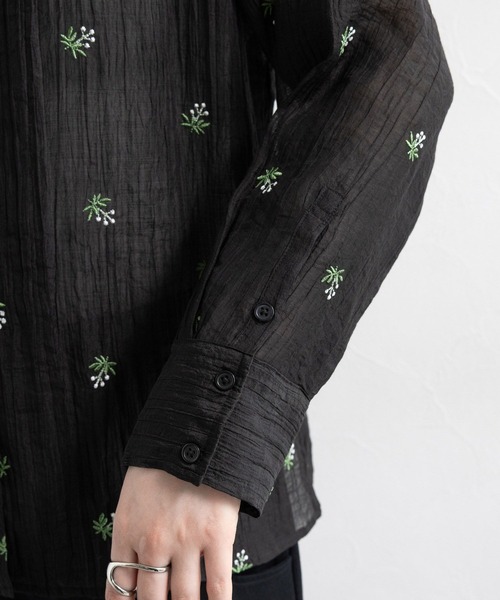 RAGEBLUE（レイジブルー）の「フラワーシシュウシアーシャツ/セットアップ対応（シャツ/ブラウス・レディース・ブラック/ホワイト・FREE）」の18枚目の写真