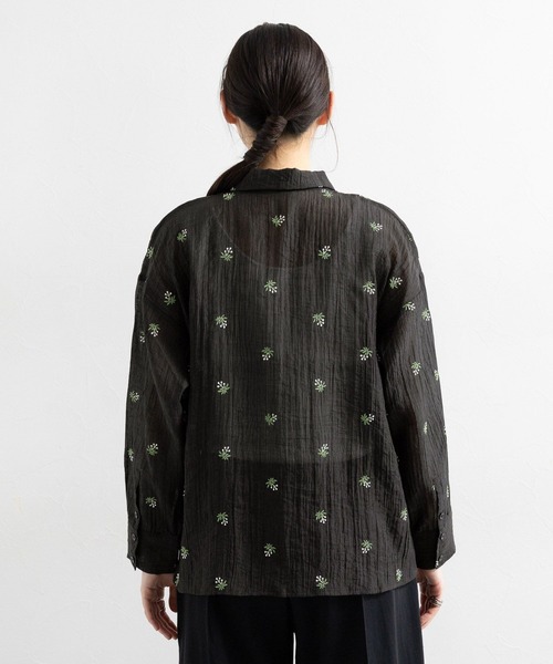 RAGEBLUE（レイジブルー）の「フラワーシシュウシアーシャツ/セットアップ対応（シャツ/ブラウス・レディース・ブラック/ホワイト・FREE）」の14枚目の写真