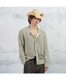 Men Slub Melange Knitted Cardigan, Olive