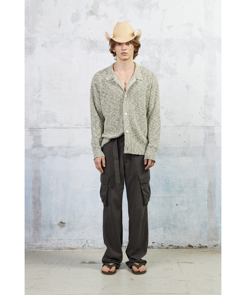 KUME(クメ)の「Men Slub Melange Knitted Cardigan, Olive(ニット/セーター・メンズ・その他・MEDIUM/LARGE)」の3枚目の写真