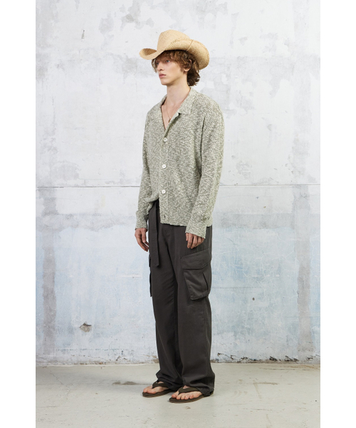 KUME(クメ)の「Men Slub Melange Knitted Cardigan, Olive(ニット/セーター・メンズ・その他・MEDIUM/LARGE)」の4枚目の写真