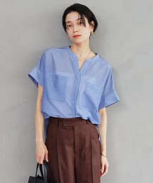green label relaxing（グリーンレーベルリラクシング）の「カールマイヤー ポケット ショートスリーブ ブラウス マシンウォッシャブル 通気性（シャツ/ブラウス）」