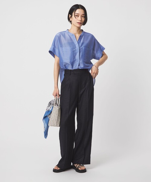 green label relaxing（グリーンレーベルリラクシング）の「カールマイヤー ポケット ショートスリーブ ブラウス マシンウォッシャブル 通気性（シャツ/ブラウス・レディース・その他1/ネイビー/コバルトブルー/レッド・FREE）」の15枚目の写真