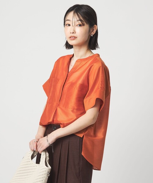 green label relaxing（グリーンレーベルリラクシング）の「カールマイヤー ポケット ショートスリーブ ブラウス マシンウォッシャブル 通気性（シャツ/ブラウス・レディース・その他1/ネイビー/コバルトブルー/レッド・FREE）」の16枚目の写真