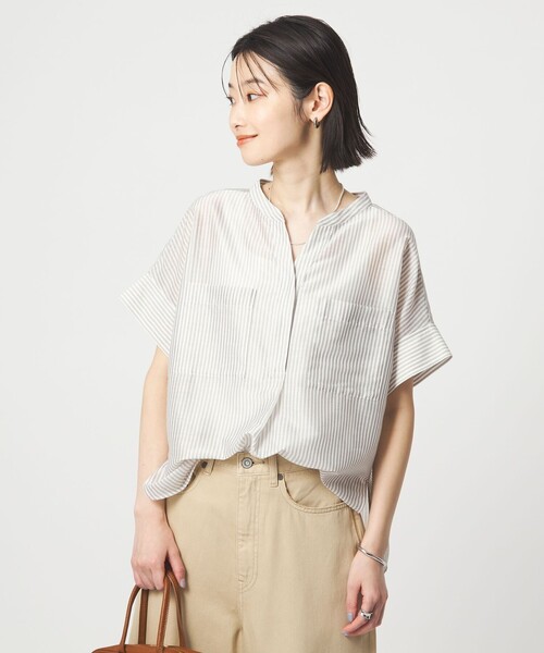 green label relaxing（グリーンレーベルリラクシング）の「カールマイヤー ポケット ショートスリーブ ブラウス マシンウォッシャブル 通気性（シャツ/ブラウス・レディース・その他1/ネイビー/コバルトブルー/レッド・FREE）」の19枚目の写真