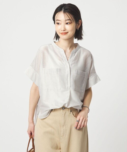 green label relaxing（グリーンレーベルリラクシング）の「カールマイヤー ポケット ショートスリーブ ブラウス マシンウォッシャブル 通気性（シャツ/ブラウス・レディース・その他1/ネイビー/コバルトブルー/レッド・FREE）」の20枚目の写真