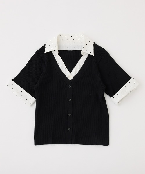 one after another NICE CLAUP(ワンアフターアナザーナイスクラップ)の「リボンシャツレイヤードトップス(シャツ/ブラウス・レディース・ネイビー/ピンク/ブラック/グレー・FREE)」の5枚目の写真