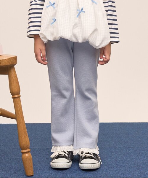Lycee mine(リセマイン)の「【ともパン】【防汚・速乾】裾チェリーレースフレアパンツ【子供服】【キッズ】【女の子】(その他パンツ・キッズ・ブラック/シルバーグレー/ライラック/アイボリー/ベビーピンク/エメラルド/サックスブルー・140cm/110cm/120cm/130cm/90cm/100cm)」の5枚目の写真