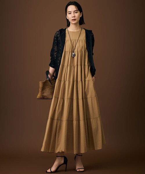 自由区(ジユウク)の「コットンティアード ワンピース(ワンピース・レディース・ライラック系/ネイビー系/黄土色系・38/40)」の13枚目の写真