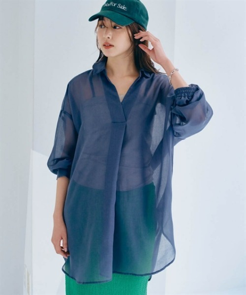 nissen（ニッセン）の「シアースキッパーシャツチュニック（シャツ/ブラウス・レディース・ブラウン系/ブルー系/チャコールグレー・S/M/L/LL）」の4枚目の写真