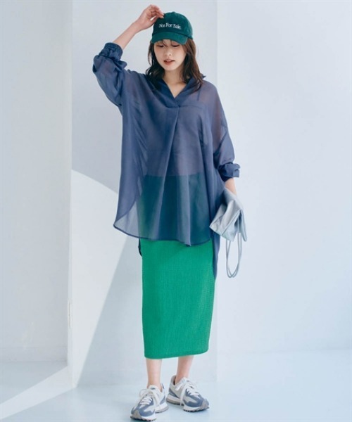 nissen（ニッセン）の「シアースキッパーシャツチュニック（シャツ/ブラウス・レディース・ブラウン系/ブルー系/チャコールグレー・S/M/L/LL）」の5枚目の写真