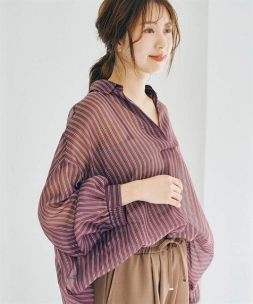 nissen（ニッセン）の「シアースキッパーシャツチュニック（シャツ/ブラウス・レディース・ブラウン系/ブルー系/チャコールグレー・S/M/L/LL）」の6枚目の写真