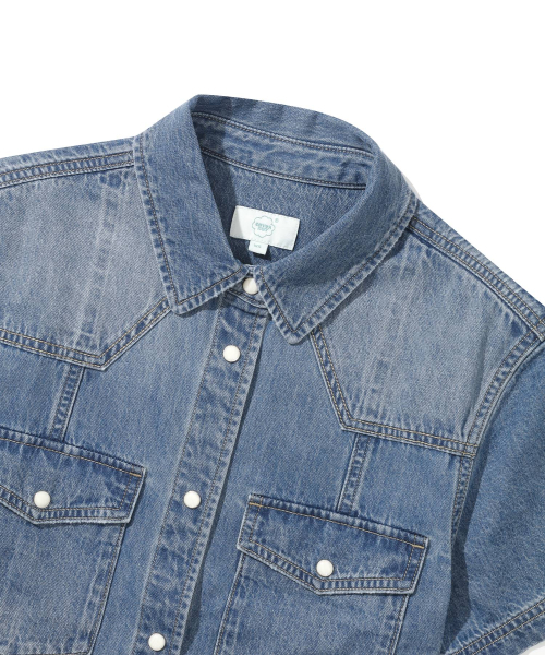 COVERNAT WOMAN(カバーナットウーマン)の「ウィメンズポケットデニムハーフシャツ ブルー(シャツ/ブラウス・レディース・その他・WM)」の4枚目の写真