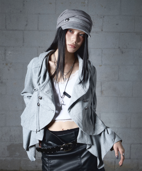 NOT KNOWING(ノットノーイング)の「Draped Button Knit Cap (MELANGE GREY)(キャップ・レディース・その他・FREE)」の3枚目の写真