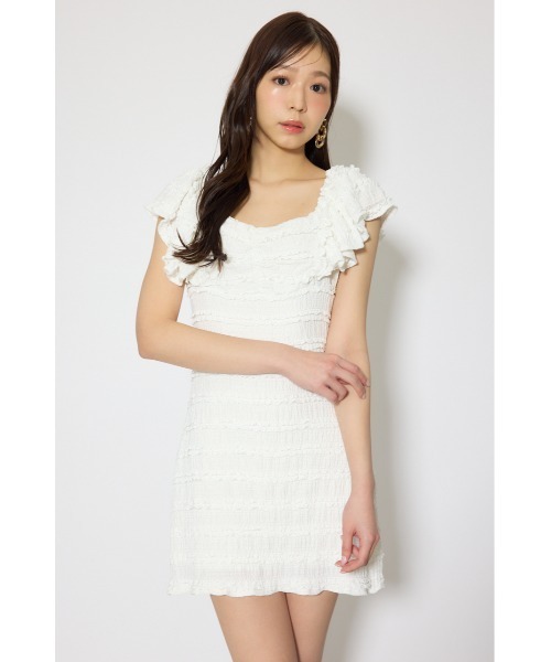 rienda(リエンダ)の「ショルダーフリルカットミニワンピース 春服 夏服(ワンピース・レディース・ブラック/ライトブルー/ホワイト・SMALL/MEDIUM)」の4枚目の写真