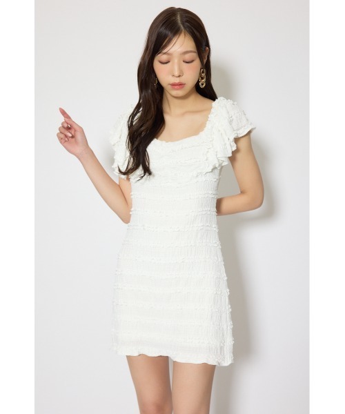 rienda(リエンダ)の「ショルダーフリルカットミニワンピース 春服 夏服(ワンピース・レディース・ブラック/ライトブルー/ホワイト・SMALL/MEDIUM)」の7枚目の写真