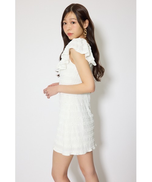 rienda(リエンダ)の「ショルダーフリルカットミニワンピース 春服 夏服(ワンピース・レディース・ブラック/ライトブルー/ホワイト・SMALL/MEDIUM)」の8枚目の写真