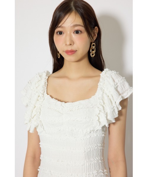 rienda(リエンダ)の「ショルダーフリルカットミニワンピース 春服 夏服(ワンピース・レディース・ブラック/ライトブルー/ホワイト・SMALL/MEDIUM)」の13枚目の写真