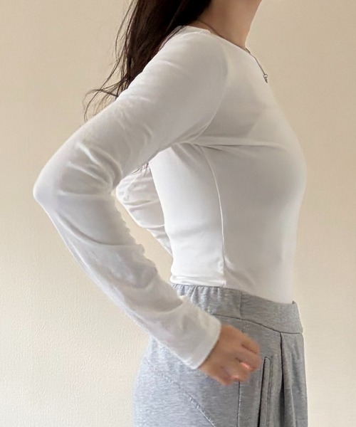 mebole(メボレ)の「Airy Ribbon Tie Top(Tシャツ/カットソー・レディース・ホワイト・FREE)」の6枚目の写真