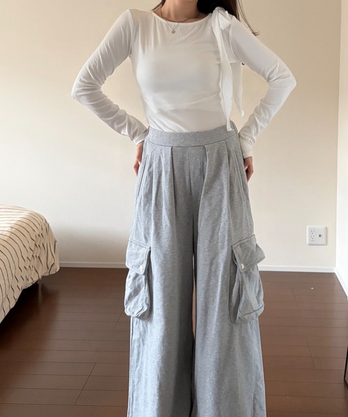 mebole(メボレ)の「Airy Ribbon Tie Top(Tシャツ/カットソー・レディース・ホワイト・FREE)」の10枚目の写真