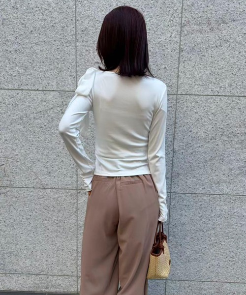 mebole(メボレ)の「Airy Ribbon Tie Top(Tシャツ/カットソー・レディース・ホワイト・FREE)」の4枚目の写真