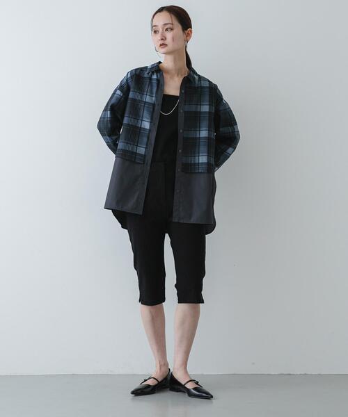 SENSE OF PLACE by URBAN RESEARCH(センスオブプレイスバイアーバンリサーチ)の「シアーチェックレイヤードシャツ(シャツ/ブラウス・レディース・ブラック系その他/ブルー系その他・ONE)」の1枚目の写真