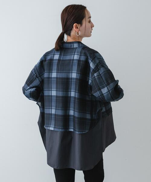 SENSE OF PLACE by URBAN RESEARCH(センスオブプレイスバイアーバンリサーチ)の「シアーチェックレイヤードシャツ(シャツ/ブラウス・レディース・ブラック系その他/ブルー系その他・ONE)」の6枚目の写真
