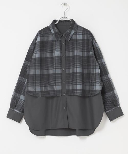 SENSE OF PLACE by URBAN RESEARCH(センスオブプレイスバイアーバンリサーチ)の「シアーチェックレイヤードシャツ(シャツ/ブラウス・レディース・ブラック系その他/ブルー系その他・ONE)」の10枚目の写真