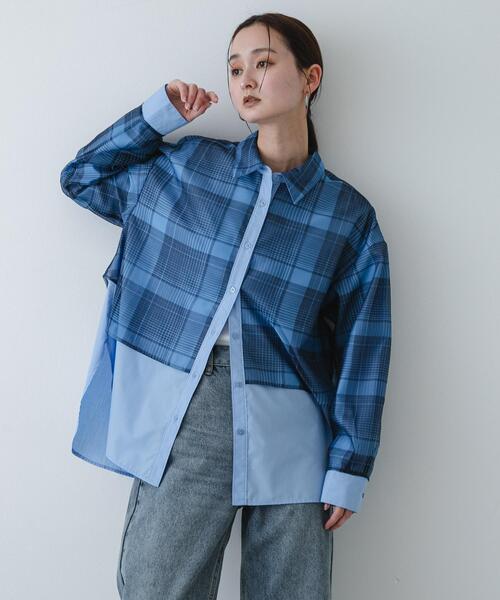 SENSE OF PLACE by URBAN RESEARCH(センスオブプレイスバイアーバンリサーチ)の「シアーチェックレイヤードシャツ(シャツ/ブラウス・レディース・ブラック系その他/ブルー系その他・ONE)」の17枚目の写真